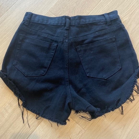 Princess Polly Black Cut Off Shorts - Picture 3 of 3